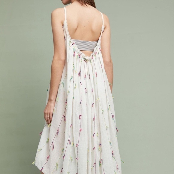 NWT Anthropologie De La Mer 1981 Tasseled Cover Up Midi White Dress - Picture 15 of 15